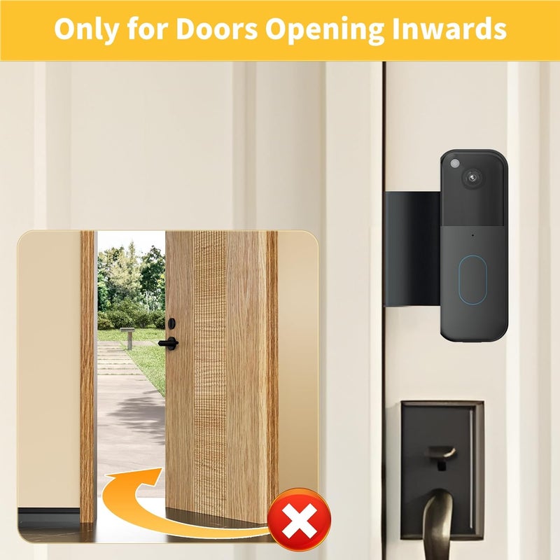 Mamerry Anti-Theft Blink Doorbell Mount: No Front Cover No Drilling Mount Only for All-New Blink Doorbell Camera(2nd Gen), Doorbell Bracket Holder for Rental Apartment Home(Black) - Image 5